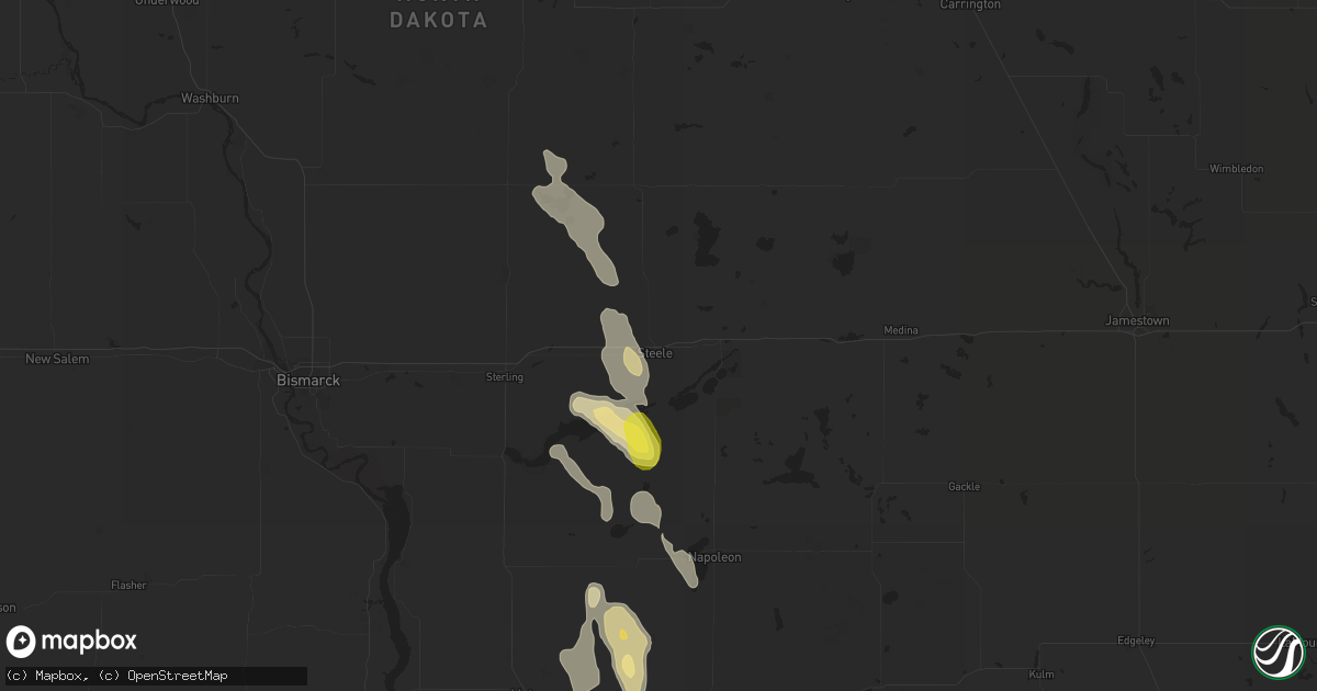 Hail map in Steele, ND on August 31, 2016