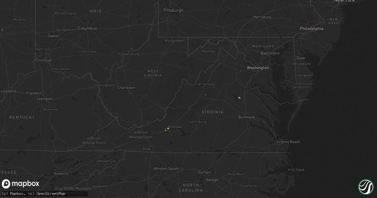 Hail map in Virginia on August 31, 2016