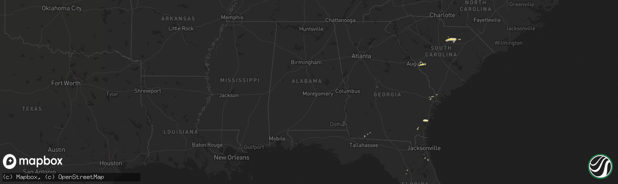 Hail map in Alabama on August 31, 2017