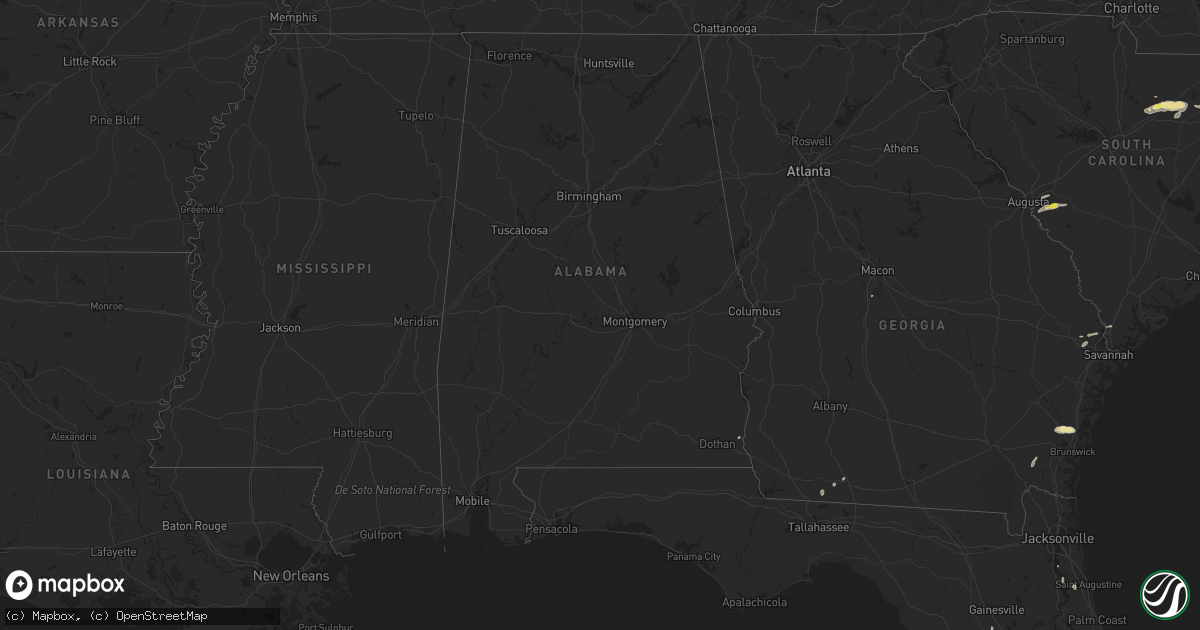 Hail map in Alabama on August 31, 2017