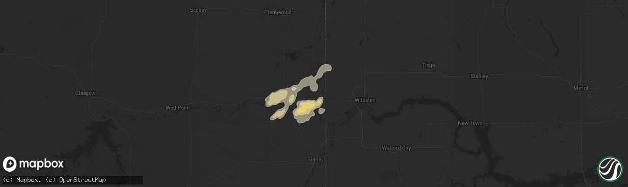 Hail map in Bainville, MT on August 31, 2017