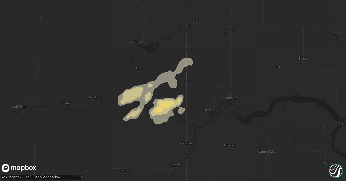 Hail map in Bainville, MT on August 31, 2017