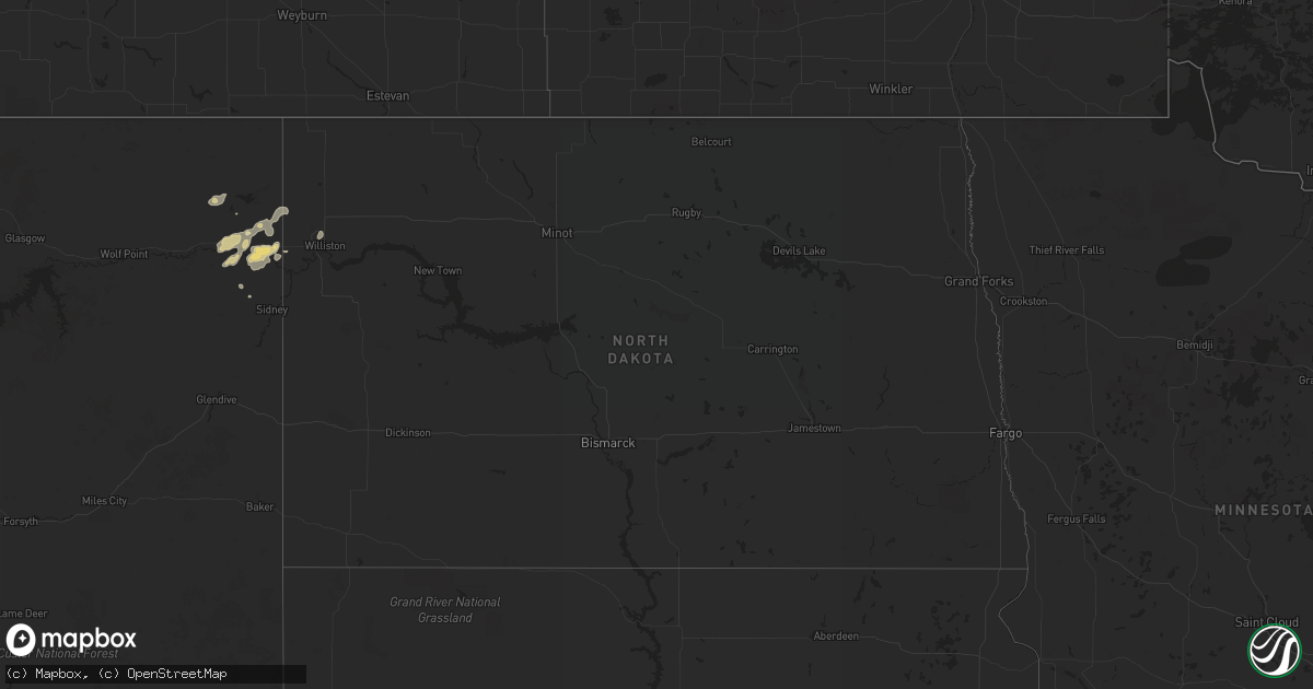 Hail map in North Dakota on August 31, 2017