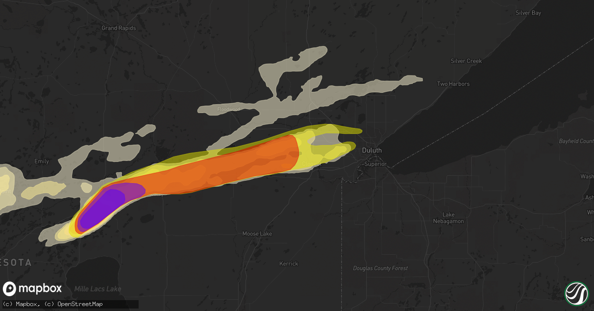 Hail map in Cloquet, MN on August 31, 2018