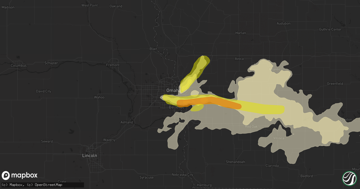Hail map in Council Bluffs, IA on August 31, 2018