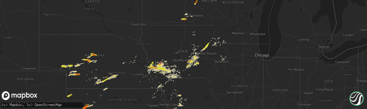 Hail map in Iowa on August 31, 2018