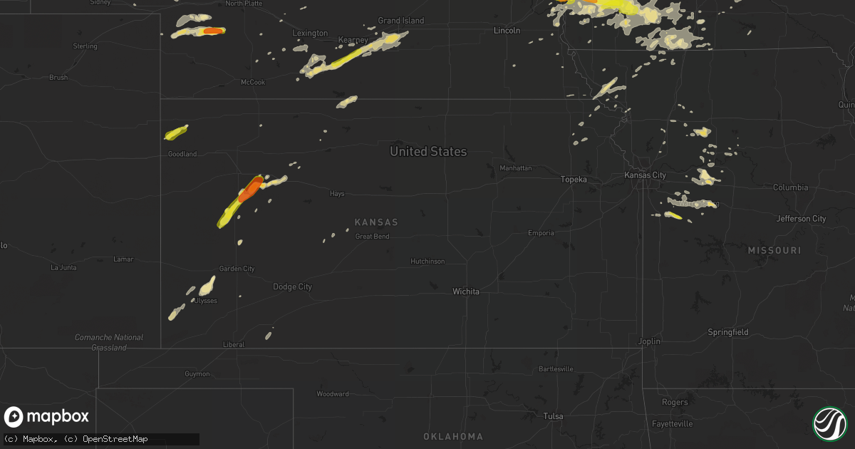 Hail map in Kansas on August 31, 2018
