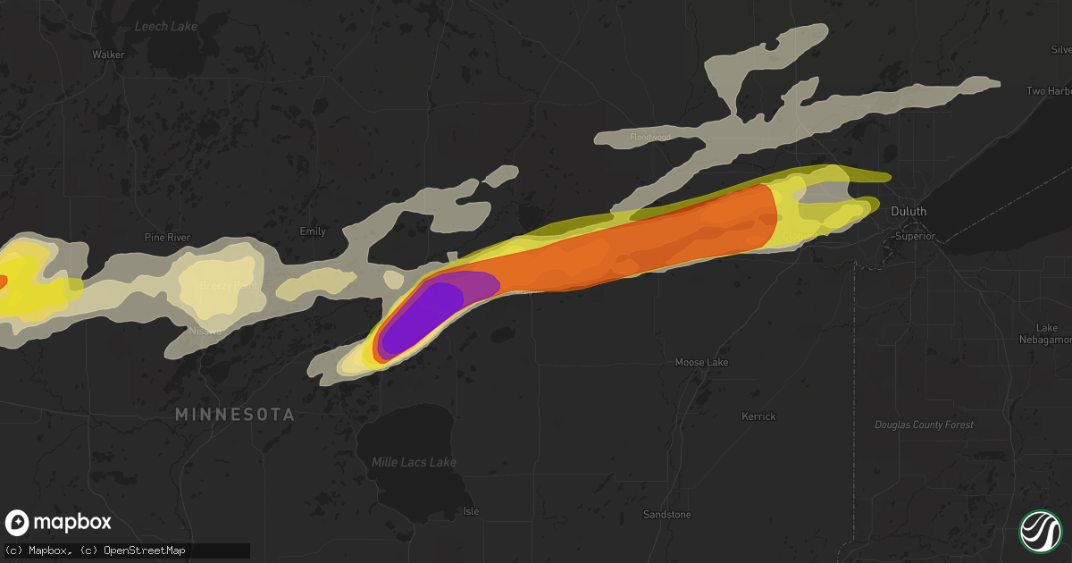 Hail map in Mcgregor, MN on August 31, 2018