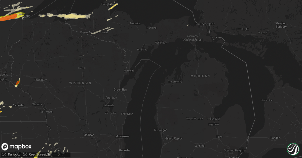 Hail map in Michigan on August 31, 2018