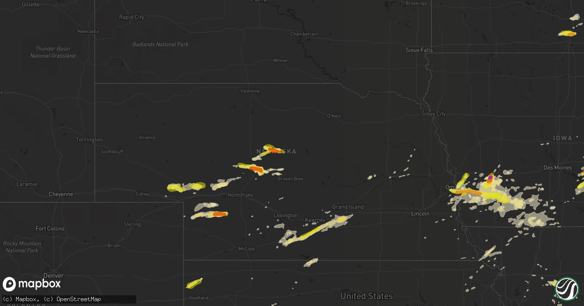 Hail map in Nebraska on August 31, 2018