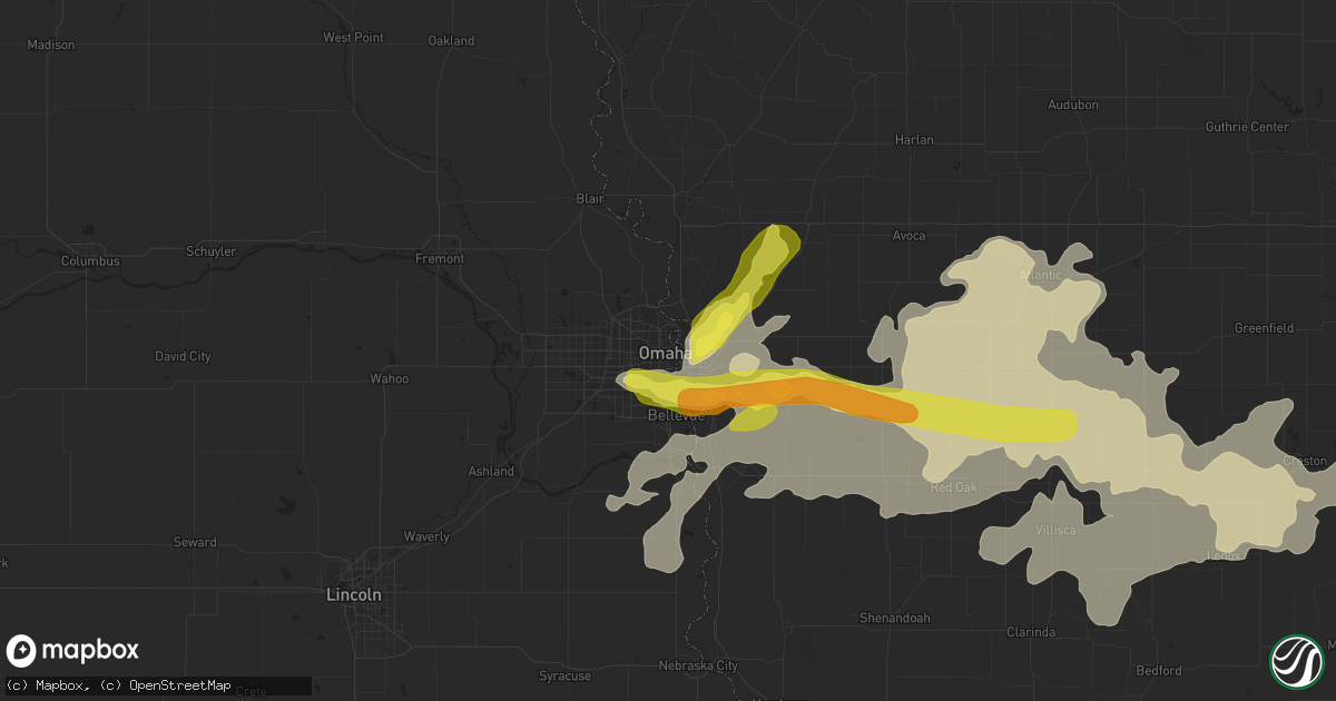 Hail map in Omaha, NE on August 31, 2018