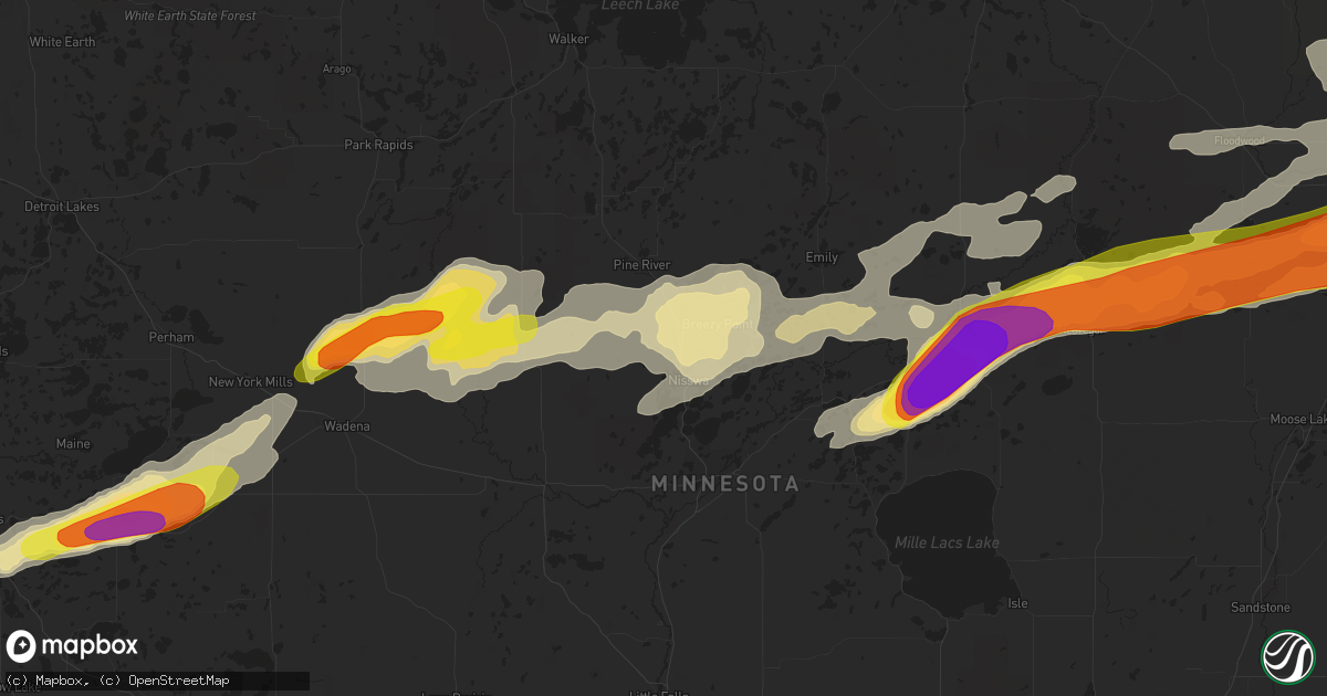 Hail map in Pequot Lakes, MN on August 31, 2018