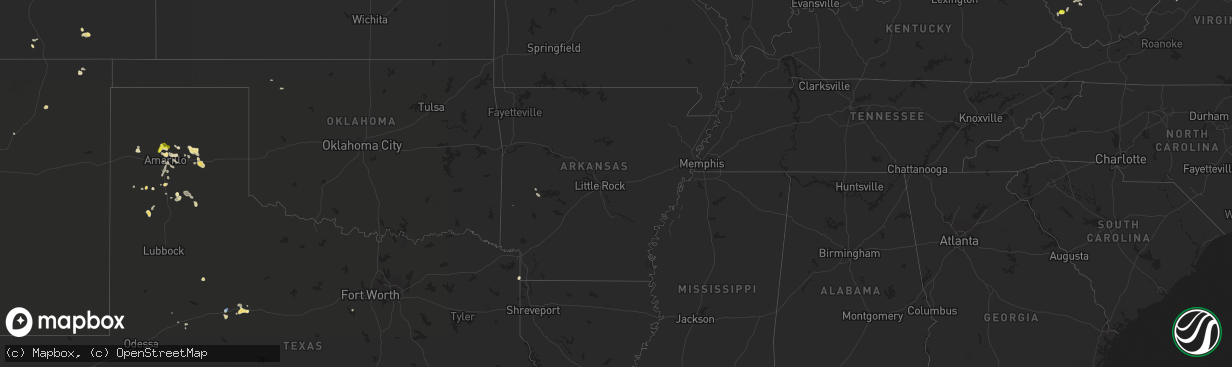 Hail map in Arkansas on August 31, 2019