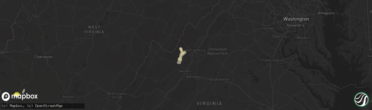 Hail map in Bridgewater, VA on August 31, 2019