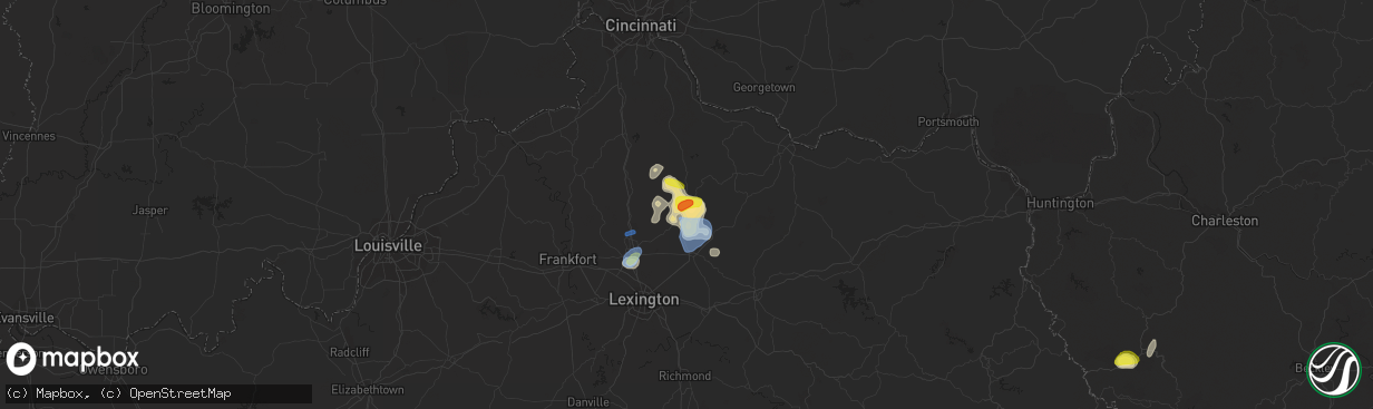 Hail map in Cynthiana, KY on August 31, 2019