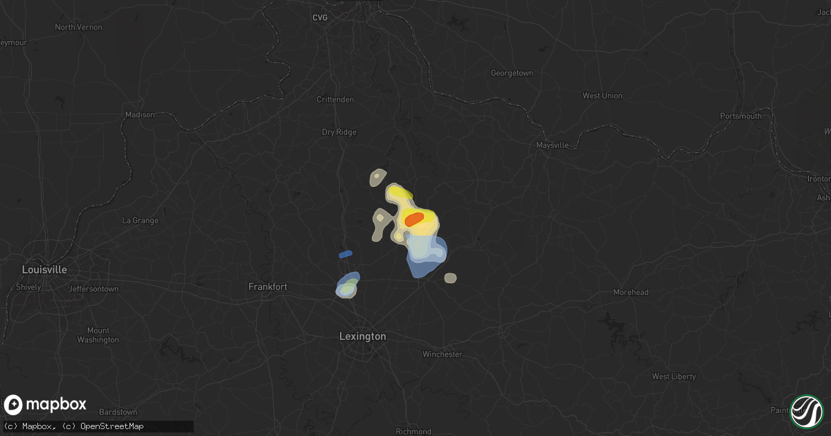Hail map in Cynthiana, KY on August 31, 2019