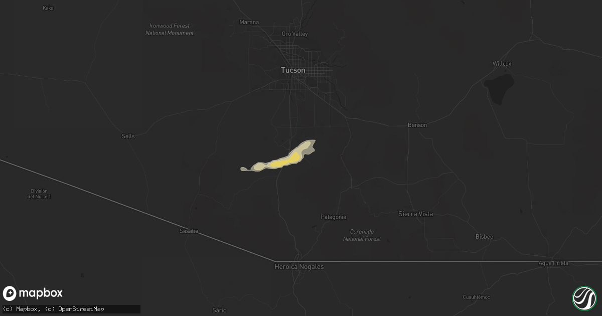 Hail map in Green Valley, AZ on August 31, 2019