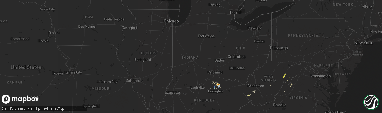 Hail map in Indiana on August 31, 2019