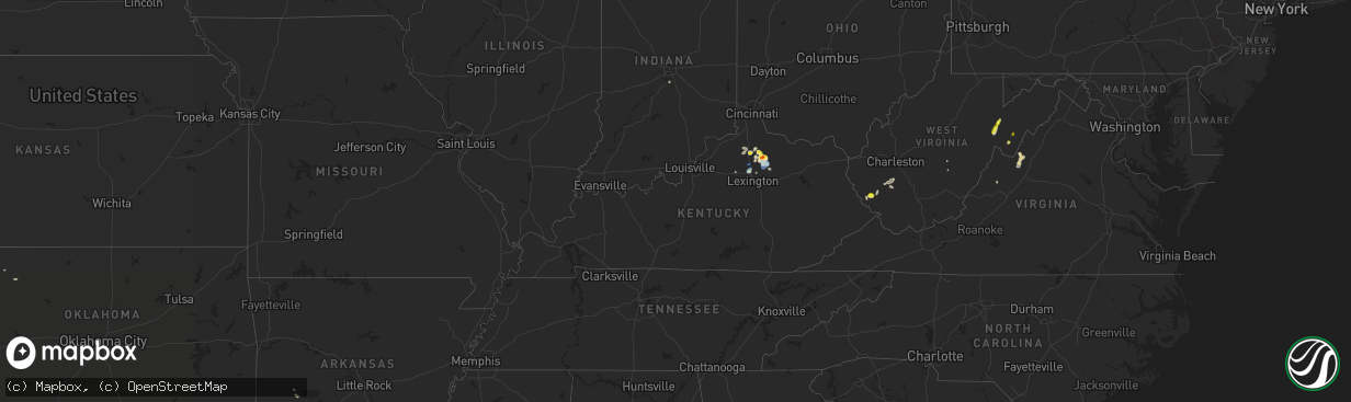 Hail map in Kentucky on August 31, 2019