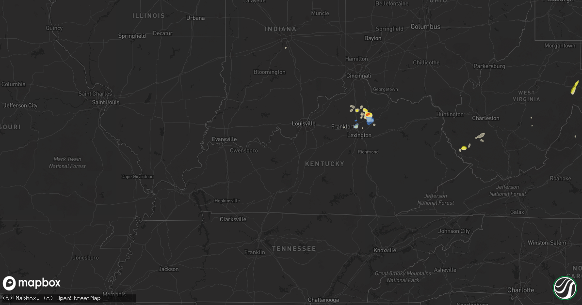 Hail map in Kentucky on August 31, 2019