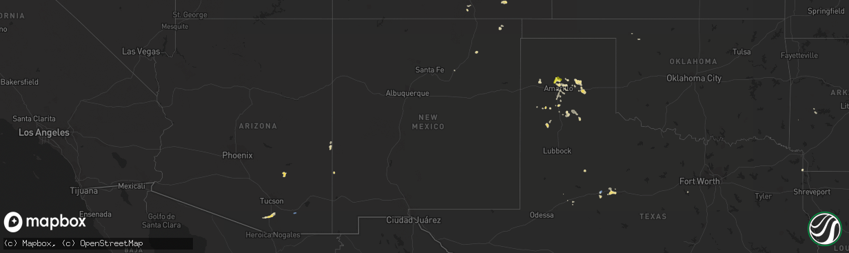 Hail map in New Mexico on August 31, 2019