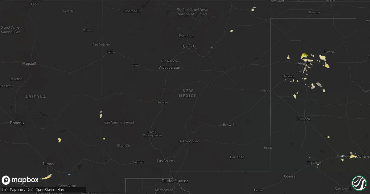 Hail map in New Mexico on August 31, 2019