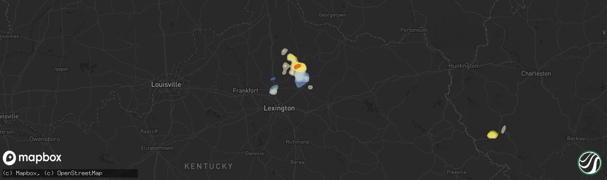 Hail map in Paris, KY on August 31, 2019