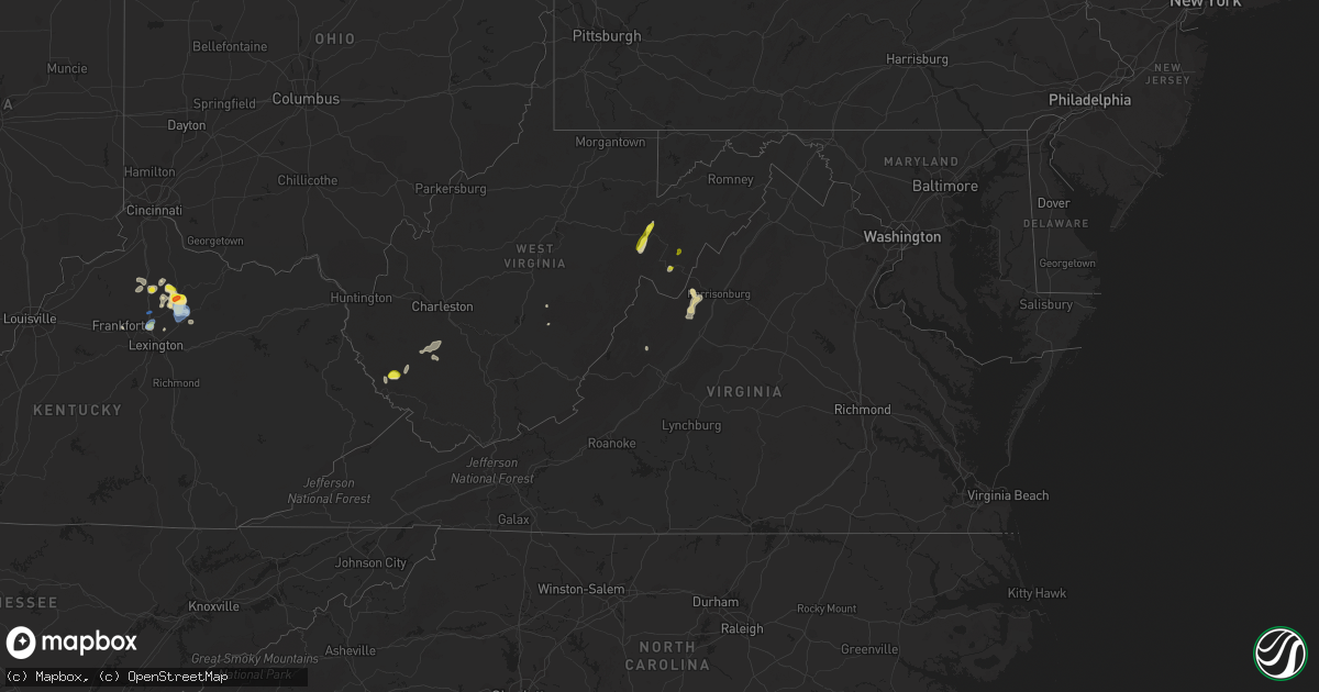 Hail map in Virginia on August 31, 2019