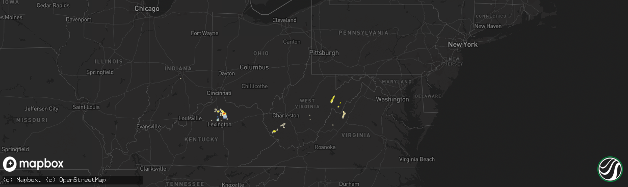 Hail map in West Virginia on August 31, 2019