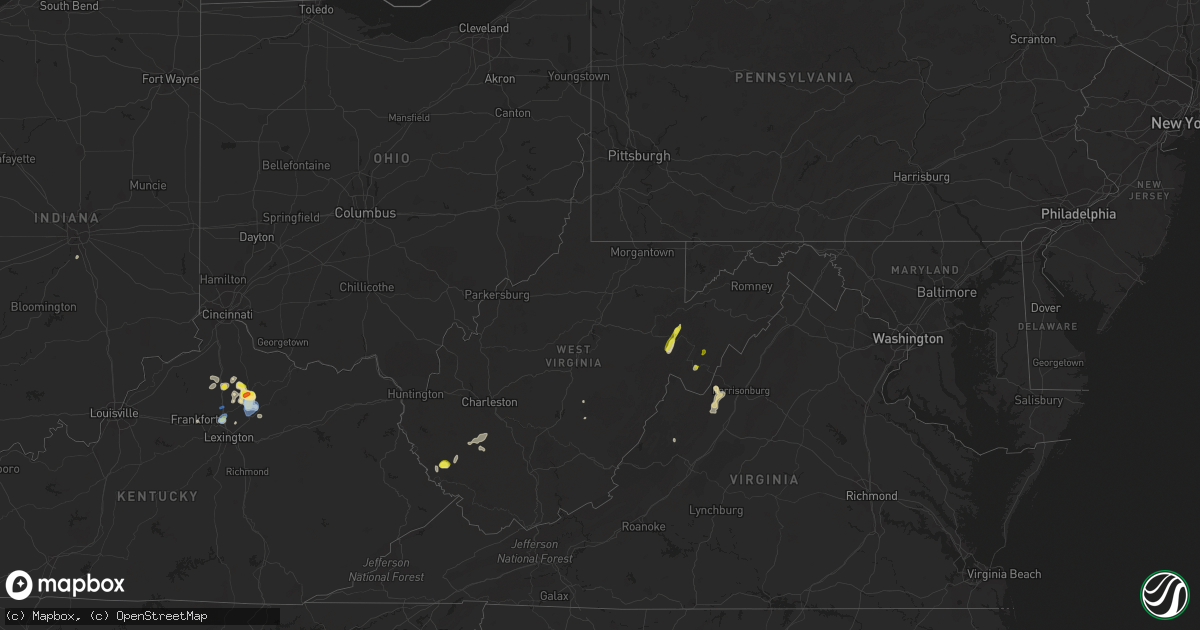 Hail map in West Virginia on August 31, 2019