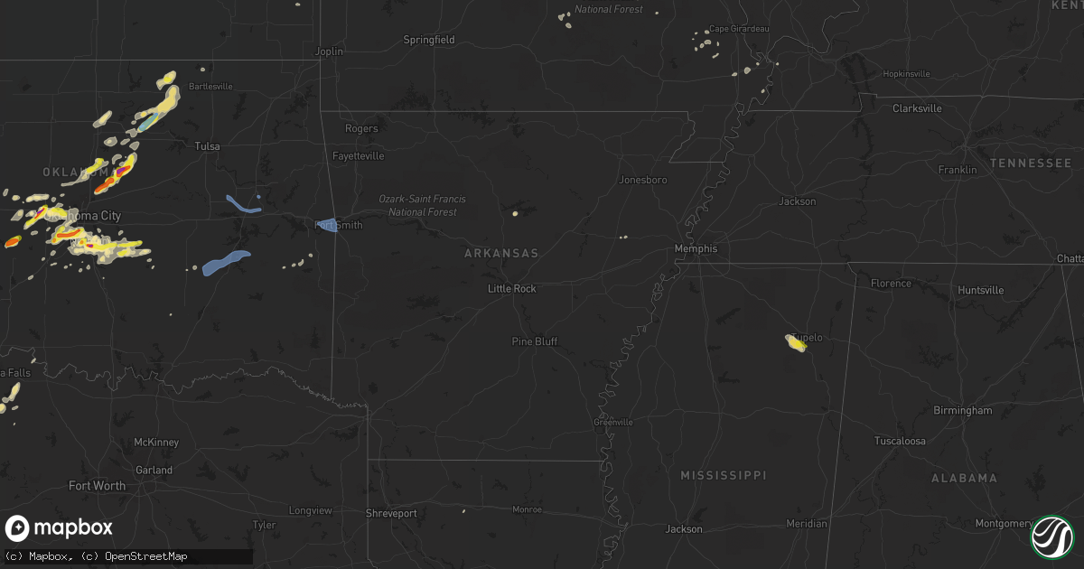Hail map in Arkansas on August 31, 2020