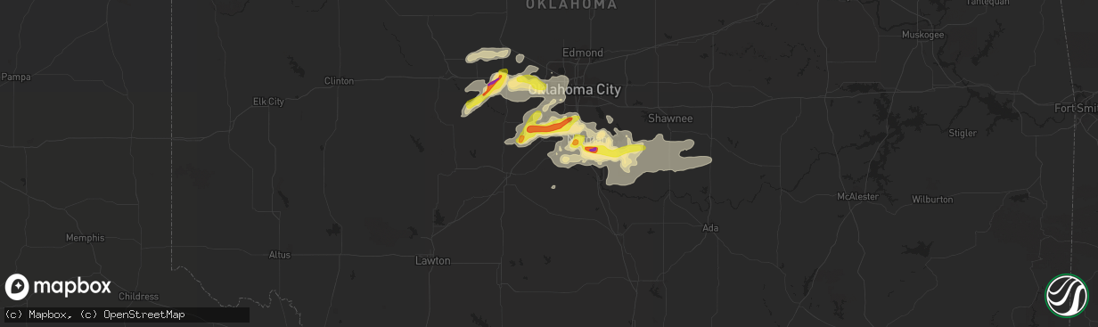 Hail map in Blanchard, OK on August 31, 2020