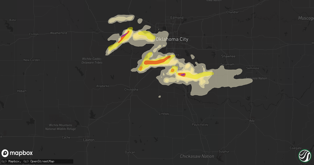 Hail map in Blanchard, OK on August 31, 2020
