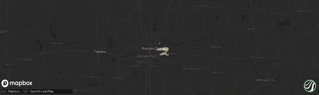 Hail map in Independence, MO on August 31, 2020