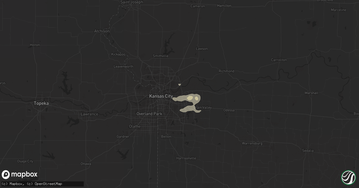 Hail map in Independence, MO on August 31, 2020
