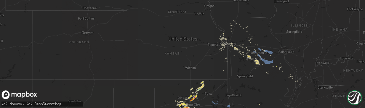 Hail map in Kansas on August 31, 2020