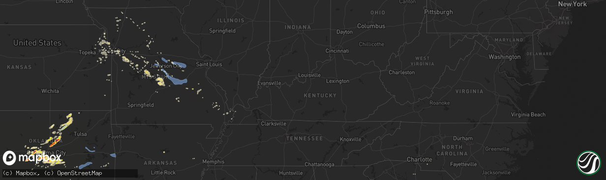 Hail map in Kentucky on August 31, 2020