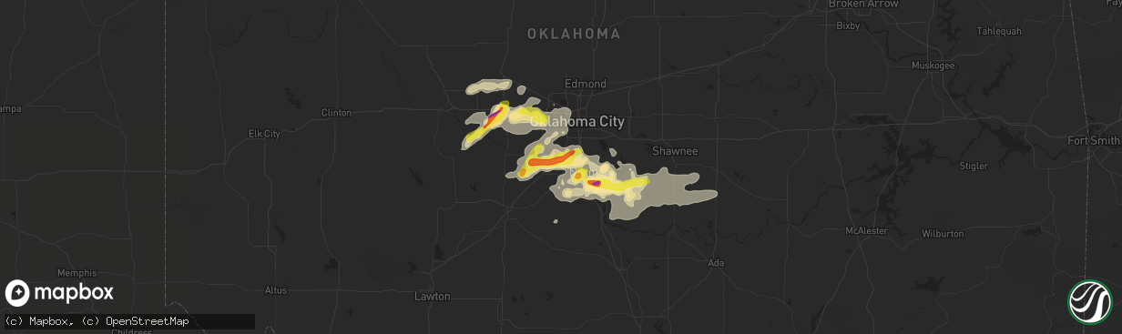 Hail map in Newcastle, OK on August 31, 2020