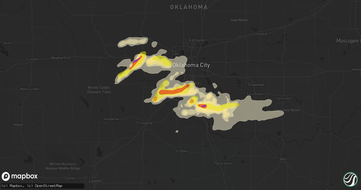 Hail map in Newcastle, OK on August 31, 2020