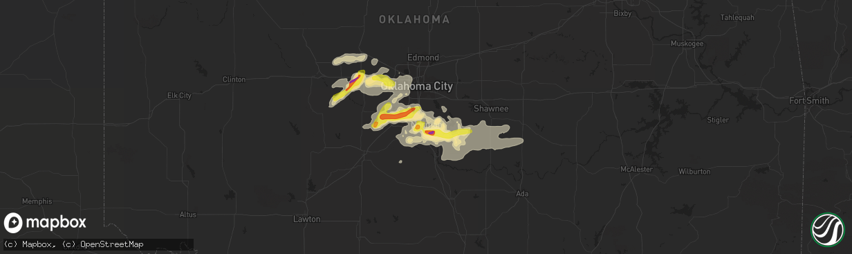 Hail map in Norman, OK on August 31, 2020