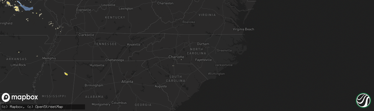 Hail map in North Carolina on August 31, 2020