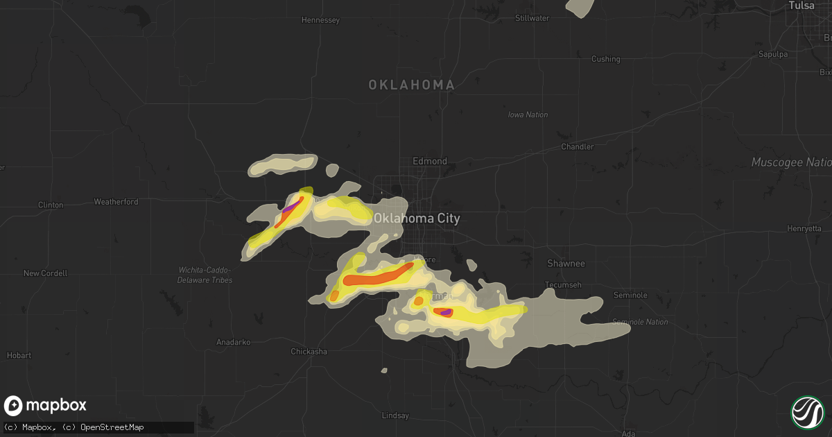 Hail map in Oklahoma City, OK on August 31, 2020