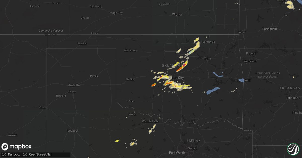 Hail map in Oklahoma on August 31, 2020