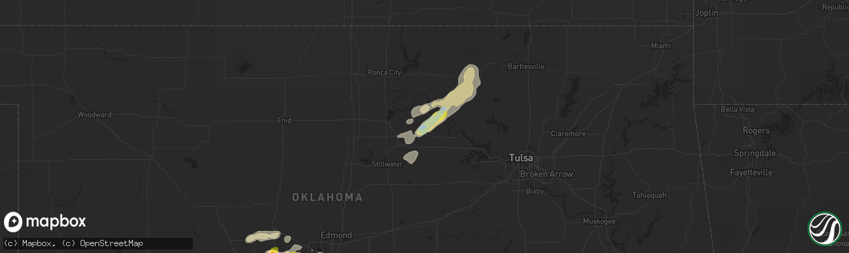 Hail map in Pawnee, OK on August 31, 2020