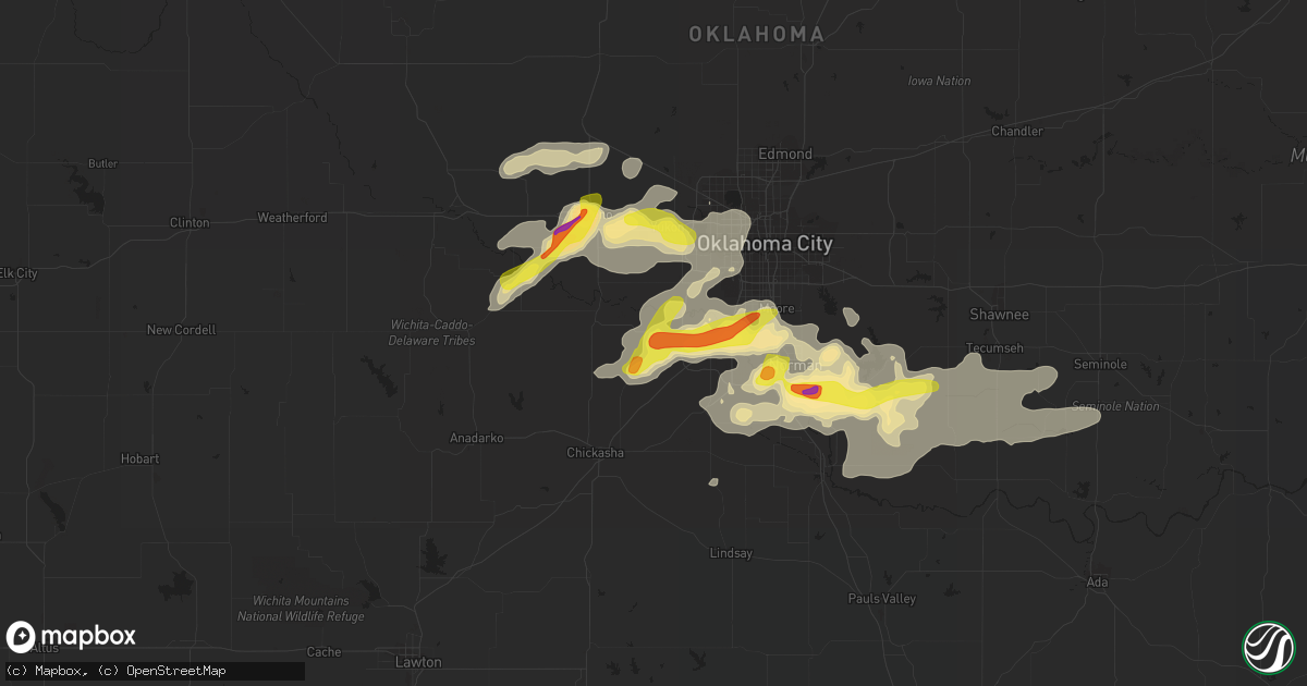 Hail map in Tuttle, OK on August 31, 2020