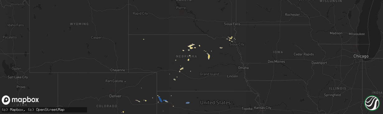 Hail map in Nebraska on August 31, 2022