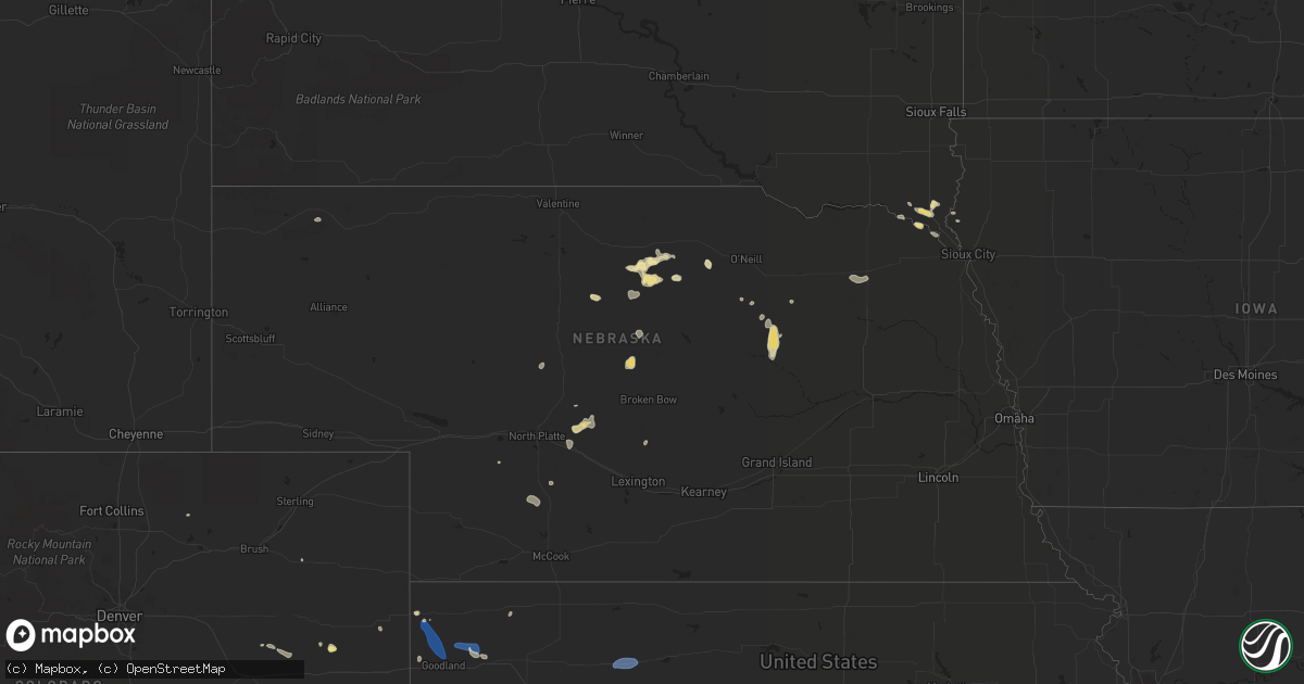 Hail map in Nebraska on August 31, 2022