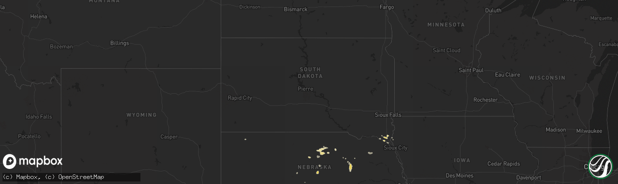 Hail map in South Dakota on August 31, 2022