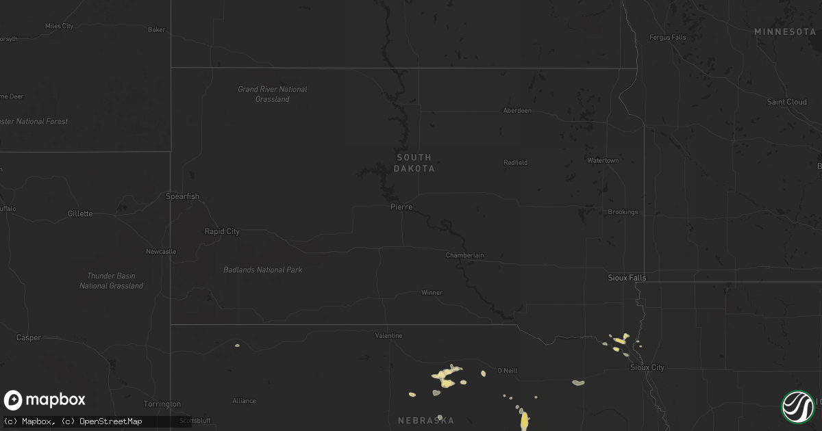 Hail map in South Dakota on August 31, 2022