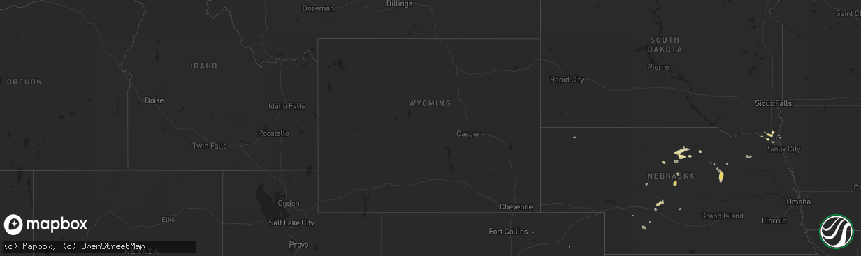 Hail map in Wyoming on August 31, 2022
